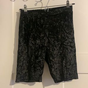 NWT black velvet biker shorts